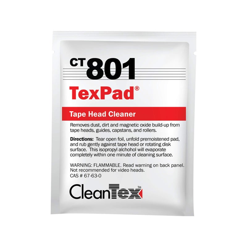 CleanTex Cassette Tape Head Cleaner Pads, VHS Video Head Cleaner and Demagnetizer, Box of 80 - Image 1